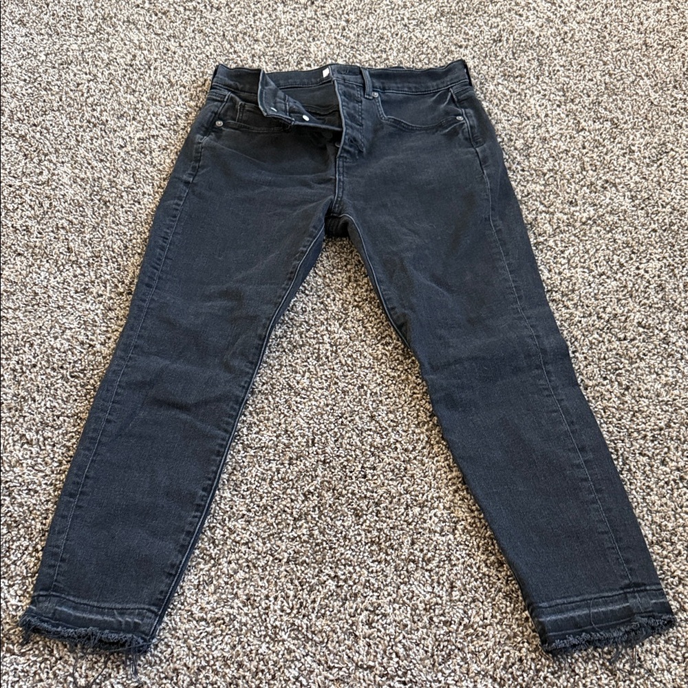 LOFT womens Dark black distressed Skinny Jeans